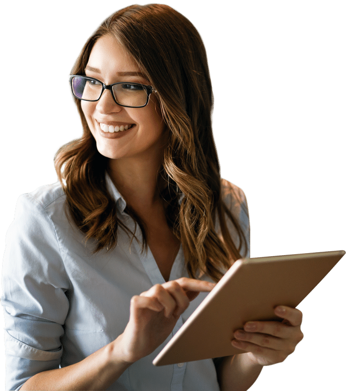 Mulher executiva trabalhando com tablet